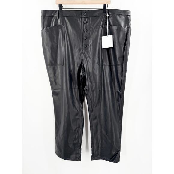 pistola Pants - Pistola Pants SZ 24W Tammy High Waist Button Fly Black Faux Leather Trousers NWT